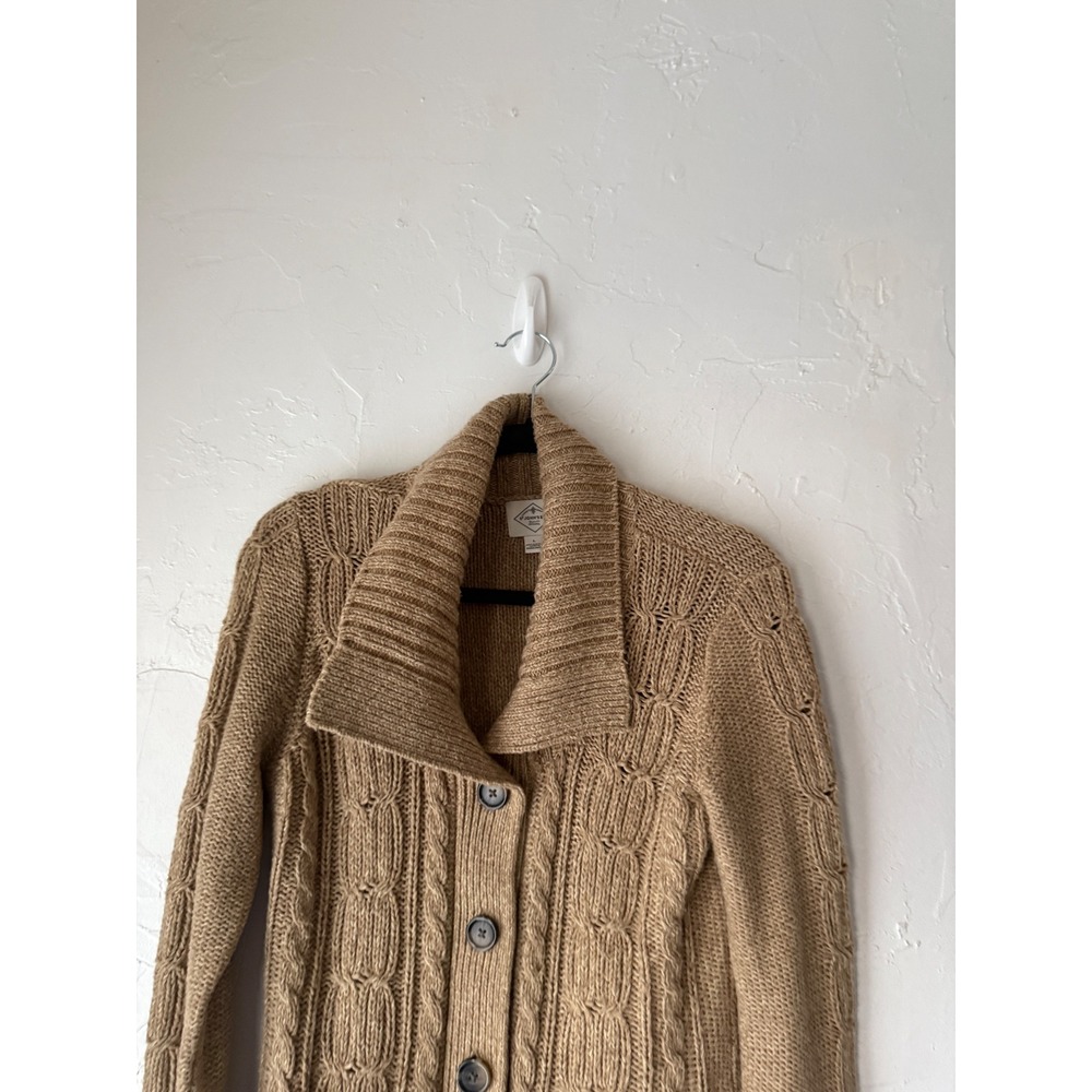Johns Bay Vintage Y2k Women's‎ Tan Cable Knit Shawl Collar Cardigan Sweater L - Picture 2 of 9